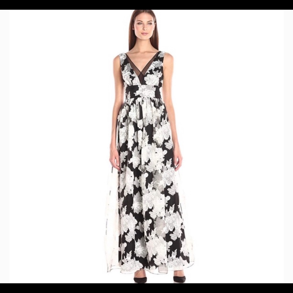 Vera Wang Gown Double V with Floral Print